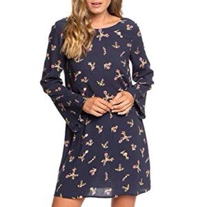 Roxy Navy Floral Long Sleeve Dress